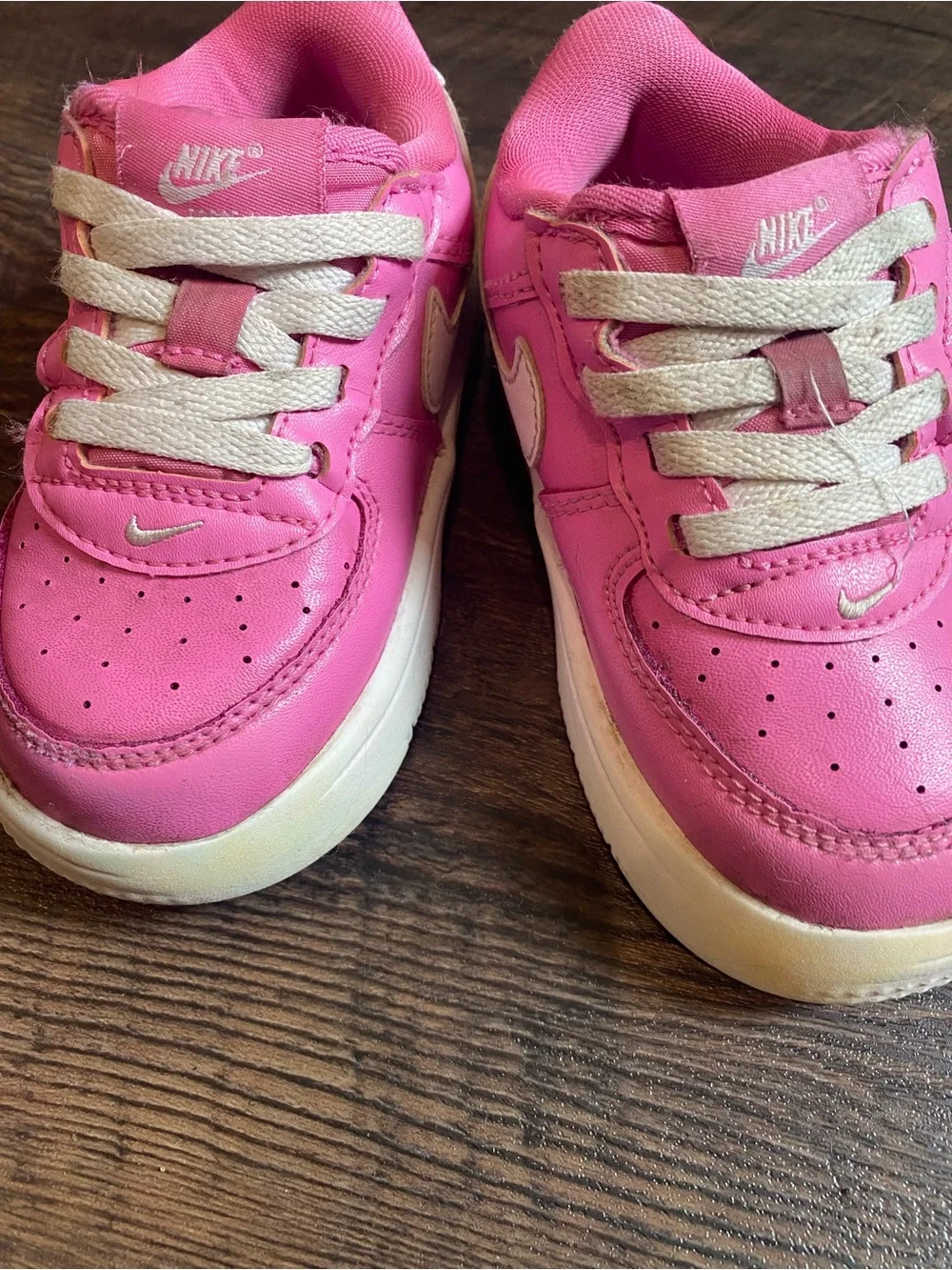 Nike Pink and White Kids' Hook-and-Loop Sneakers